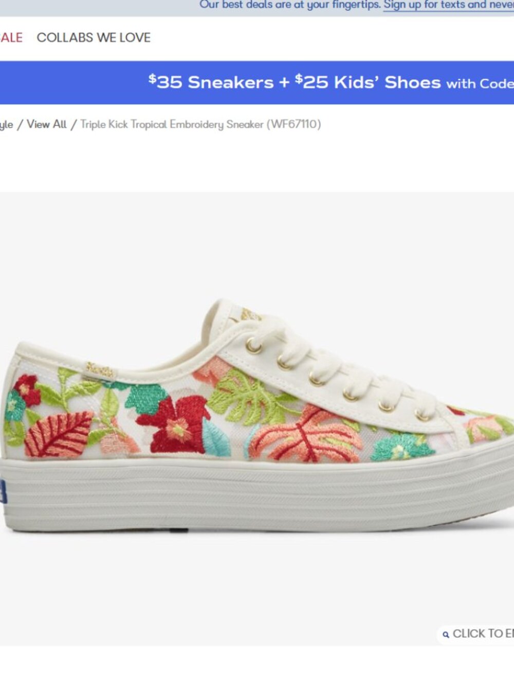 Keds Triple Kick Tropical Embroidery Sneaker Size 9